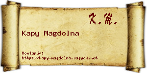 Kapy Magdolna névjegykártya